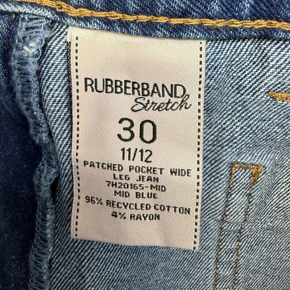 Rubberband Stretch Jeans Women's 30 11/12 Blue Patch Pocket Wide Leg NWT - Picture 8 of 14